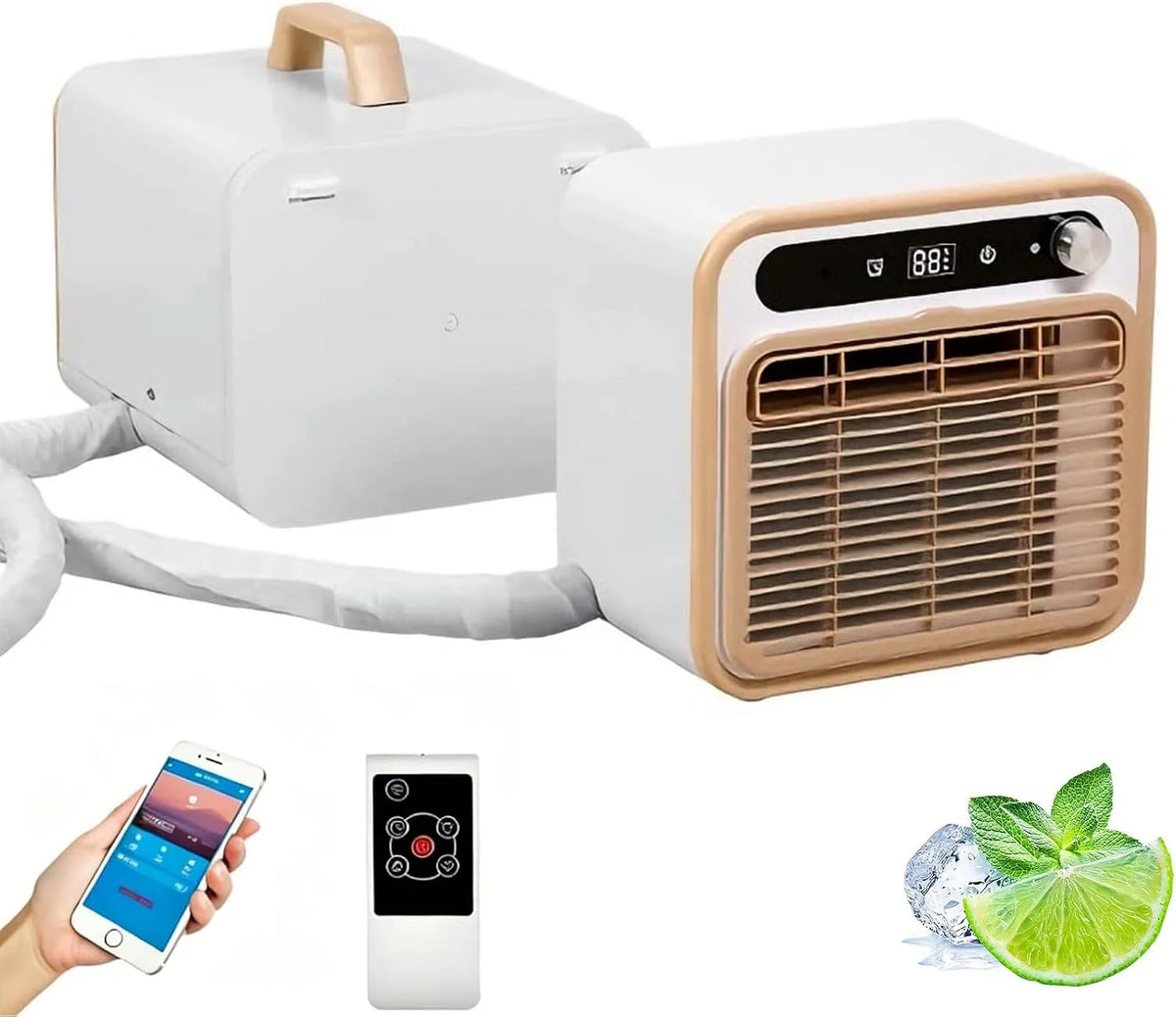 Condizionatore 12H 1m-Pipe, 130 m3/h, 40 dB, portatile, timer, Wi-Fi, Flusso d'Aria 130m3, Raffreddamento Silenzioso 40dB, Unità di Climatizzazione da