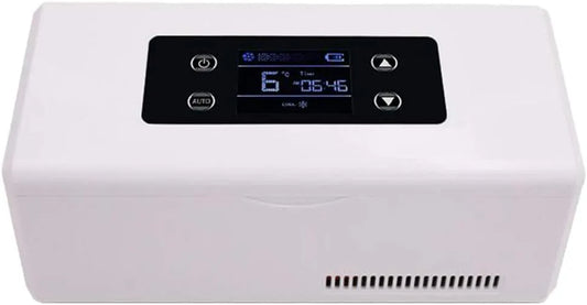 Frigorifero medico portatile, 225 × 95 × 103mm, 2 a 8 °C, 2 zone di temperatura, trasporto di insulina e farmaci, bianco, XRX Frigorifero Refrigerato