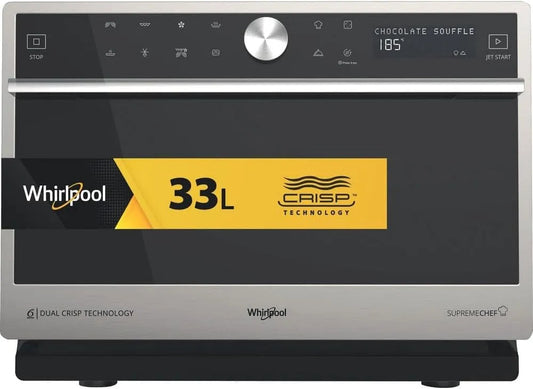Whirlpool 54P Forno a microonde, 33 L, 1000 W, grill, vapore, MWSC 9133 SX, 49L x 37, 7 Livelli Potenza, 33L, 1000W, Elettrodomestici Cucina - 49L x