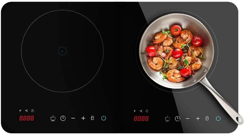 Cecotec 2 fornelli, Piastra a induzione digitale Full Magma Double. 3500W, portatile, con vetro di sicurezza, controllo touch e programmabile