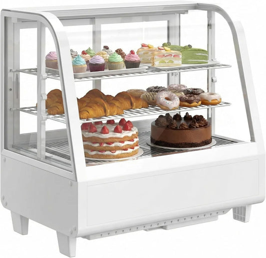 Vetrina refrigerata, 100 L, 2 a 10 °C, Upstreman CD101, pasticceria, bianco, Controllo Digitale della Temperatura 2-10°C, 2 Ripiani Regolabili