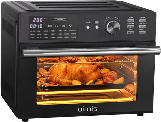 Forno elettrico per pizza, 1800 W, timer, compatto, Friggitrice ad aria calda XXL 1800W, fornetto elettrico con ventilazione, Dual Cook, grigliatura e