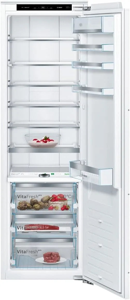 Bosch Serie 8 KIF81PFE0 Frigorifero, 289 L, 177, 5 x 56 cm, da incasso, VitaFresh pro 3 volte più a lungo, illuminazione a LED uniforme, cerniera
