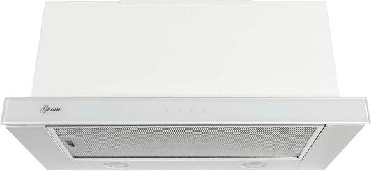 Dell Cappa aspirante, 60 cm, 1000 m3/h, cappa da cucina, scarico e ricircolo, da incasso, bianco, 3 passi, GURARI Capa a schermo piatto GCH B 117 WH