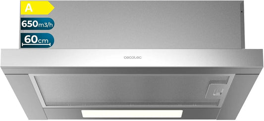 Cecotec Bolero Flux TLM m3/h Cappa aspirante, 60 cm, 165 W, 650 m3/h, cappa da cucina, acciaio inox, 2 livelli di potenza, controllo meccanico