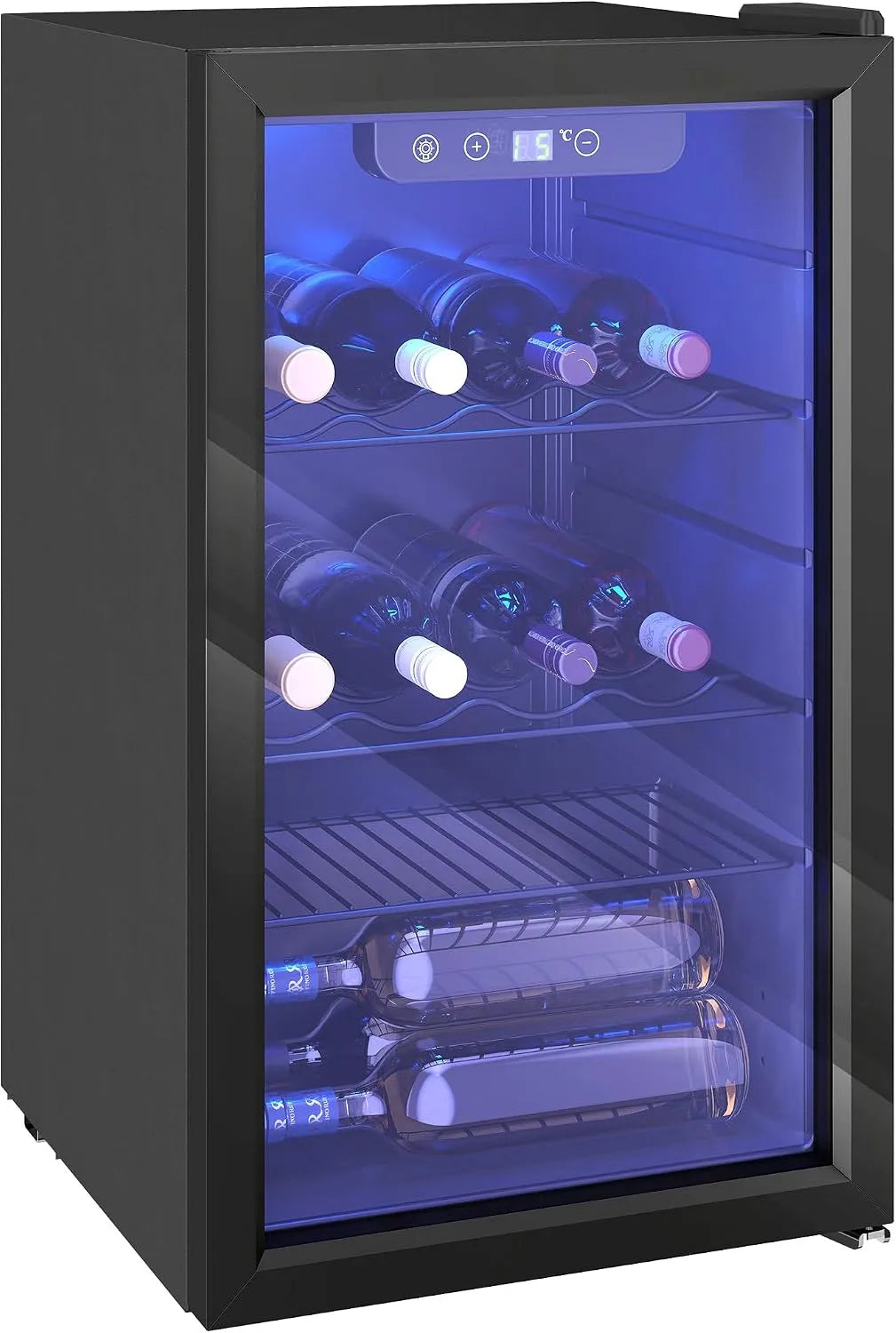 Cantinetta vino, 68 L, 24 bottiglie, 4 a 16 °C, nero, HOMCOM Cantinetta Vino Refrigerata 24 Bottiglie 68L 4-16°C Nero