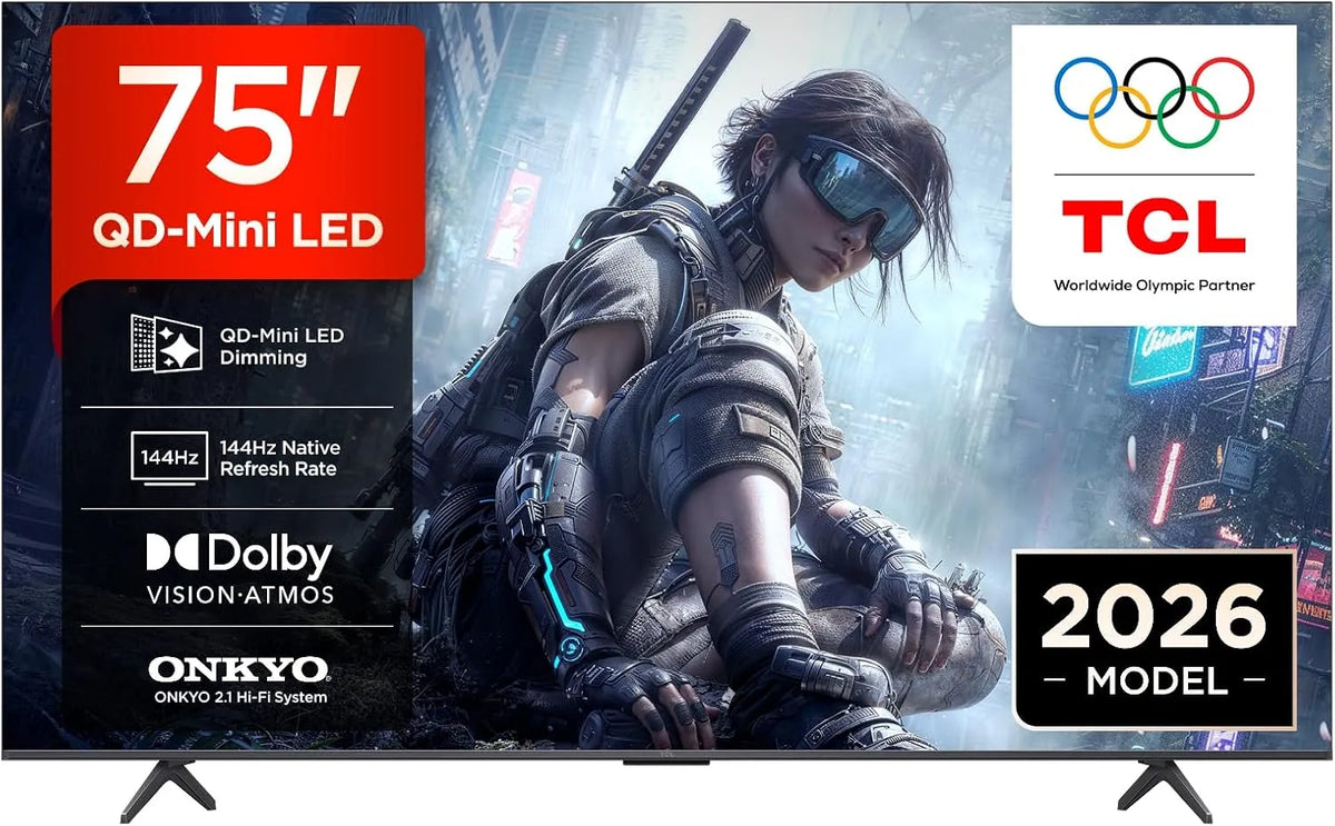 TCL 75T8D Smart TV, 75 pollici, 144 Hz, televisore, 4K UHD, HDR, 144Hz VRR, pensato per il gaming