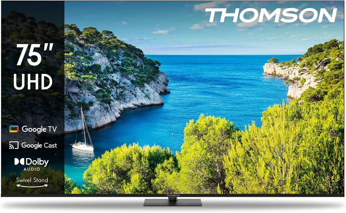 Google 75UG5C14 Smart TV, 75 pollici, televisore, 4K UHD, HDR, audio Dolby, HDMI, Wi-Fi, Bluetooth, HDR10, Triple-Tuner, 190cm, CI+, A+ Pannello