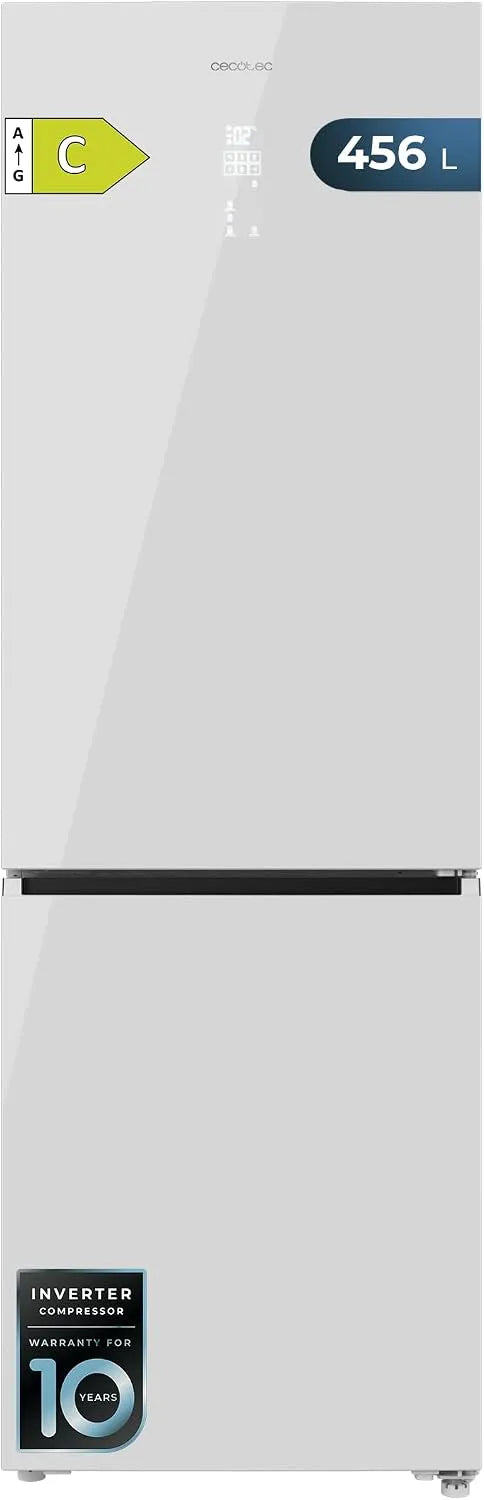 Cecotec Bolero CoolMarket Combi Frigorifero combinato, 456 L, No Frost, Inverter, frigo con congelatore, bianco, Altezza 201cmx59, 5cm L, Compressore