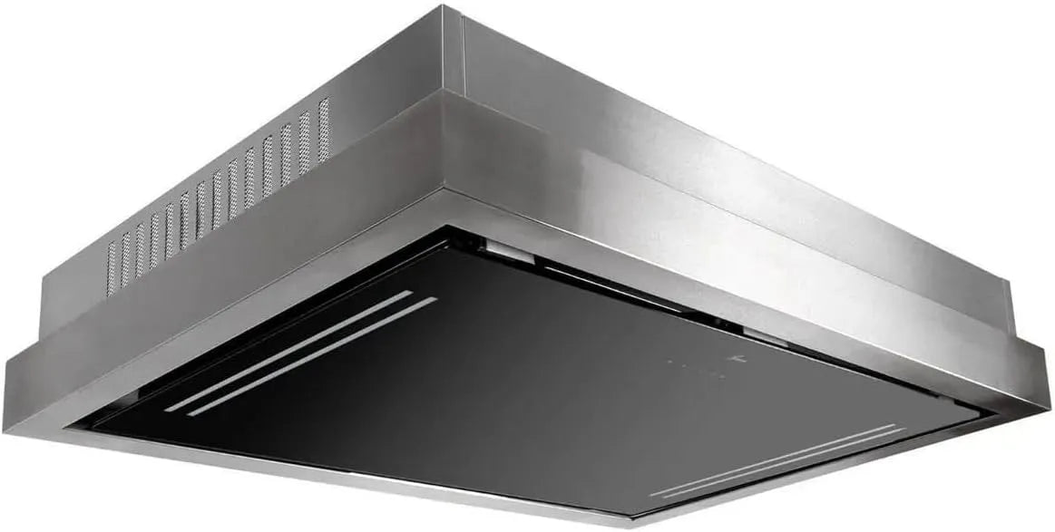 Cappa aspirante, 90 cm, 1000 m3/h, cappa da cucina, da incasso, touch, acciaio inox, nero, GURARI GCH C 343 IS 90 BL PRIME, ionizzazione