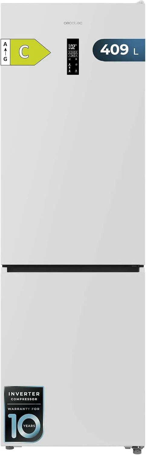 Cecotec Bolero CoolMarket Combi Frigorifero combinato, 409 L, No Frost, Inverter, frigo con congelatore, bianco, MAX INSIDE con VIP Tech, Compressore