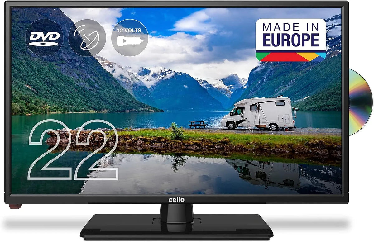 Smart TV, 22 pollici, 12 V, televisore, Cello C2220FMTRDE 12V/24V, triplo tuner DVB-T2, S2, Full HD, 12V/DVD