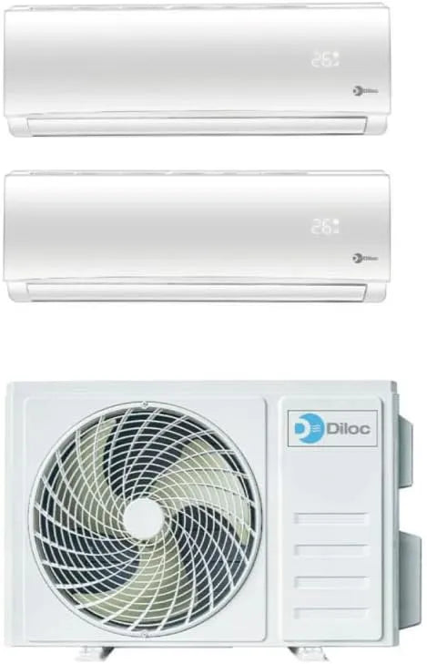 Condizionatore D.Over214, Wi-Fi, Inverter, Climatizzatore Condizionatore Inverter Diloc Over dual split 9+9 9000+9000 Btu D.Over214 R 32 A++ Wi-fi