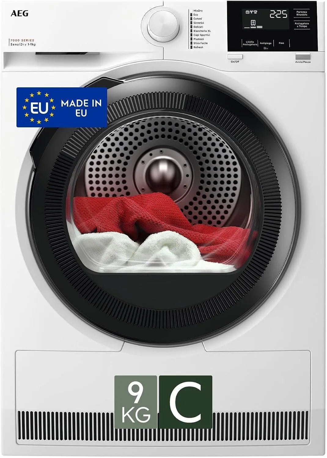 AEG Serie 7000 TR7HGAM9C Asciugatrice, 9 kg, AEG TR7HGAM9C Asciugatrice Pompa di Calore 9 kg ProSense Serie 7000