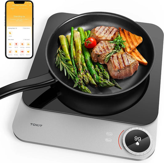 Prodotto Fuoco A 99 Livelli, TOKIT Piastra Di Cottura A Induzione, Manopola+Controllo A Sfioramento, 2100 W, Con Display Oled, Sensore Di Temperatura