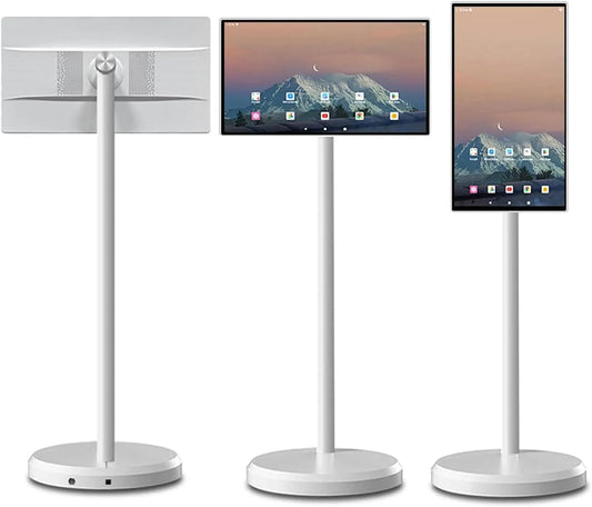 Smart TV 128G, televisore, portatile, ruote di trasporto, touch, 8G RAM, memoria 128G, ruote rotanti, telecomando incluso