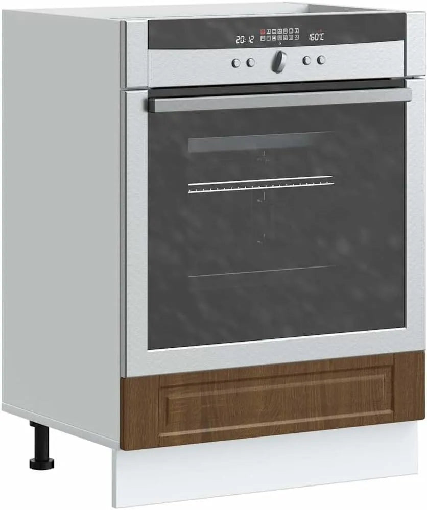 Forno a microonde, 60 x 46 x 81, 5 cm, Porto - Armadietto da cucina in legno effetto rovere, con piedini regolabili, spazio per microonde e forno