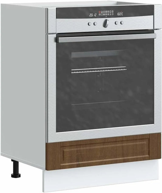 Forno a microonde, 60 x 46 x 81, 5 cm, Porto - Armadietto da cucina in legno effetto rovere, con piedini regolabili, spazio per microonde e forno