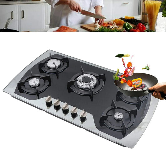 Piano cottura a gas, 900 x 510 mm, 5 fuochi, da incasso, fornello a gas, per cucina