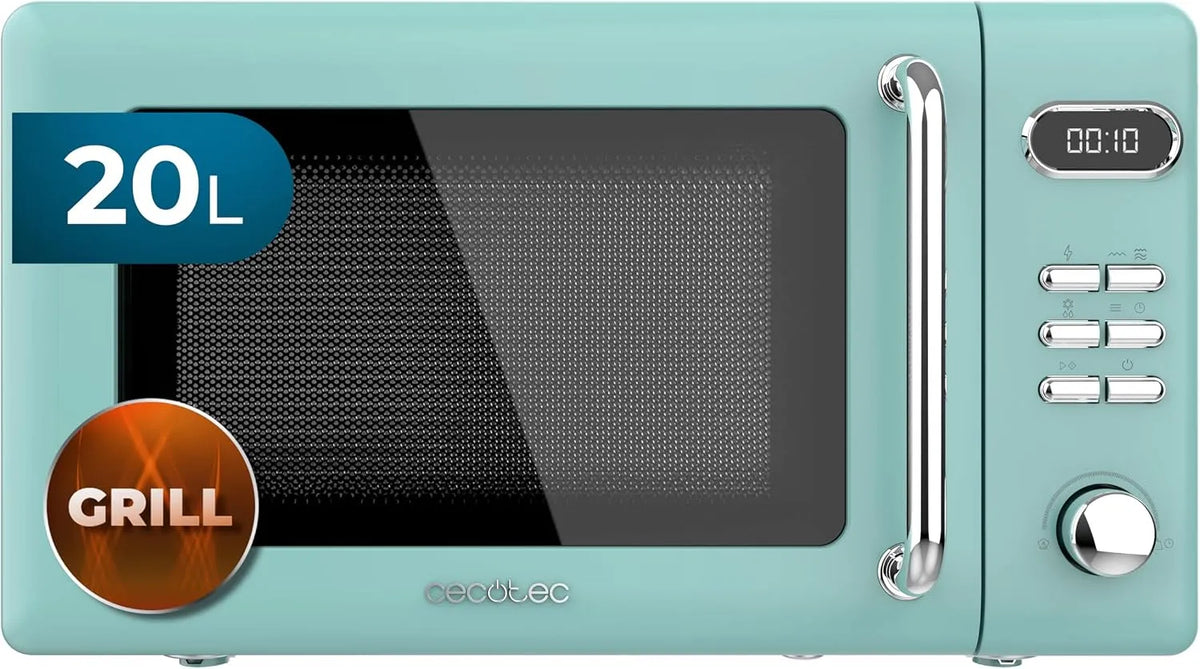 Cecotec Forno a microonde, 20 L, 700 W, 8 programmi, timer, verde, timer fino a 60 minuti