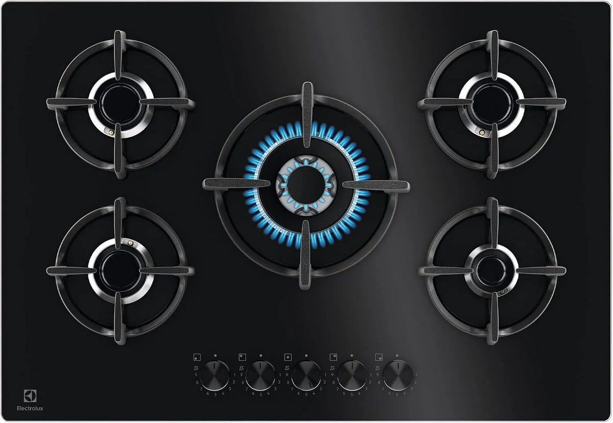 Electrolux EGG75372K Piano cottura a gas, 75 cm, 5 fuochi, ghisa, fornello a gas