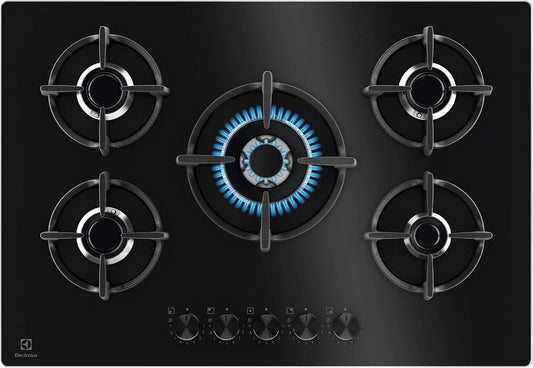 Electrolux EGG75372K Piano cottura a gas, 75 cm, 5 fuochi, ghisa, fornello a gas