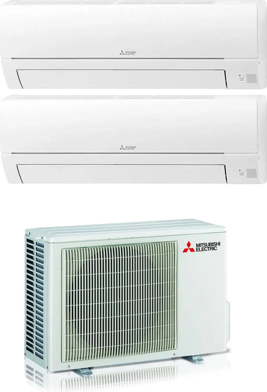 Mitsubishi Climatizzatore 9000 + 1200 btu, MSZ-HR25VF + MSZ-HR35VF + MXZ-2HA40V, dual split, pompa di calore MSZ-HR25VF MSZ-HR35VF, Classe energetica