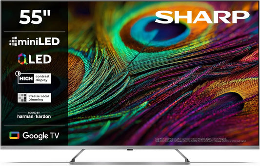 Sharp 55JP7265E Smart TV, 55 pollici, televisore, 4K UHD, QLED, audio Dolby, HDMI