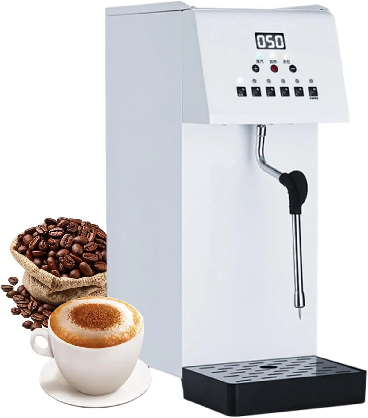 Prodotto Montalatte Cappuccino Vapore in Acciaio Inox Con Display LED E Controllo Temperatura, Macchina Schiuma Latte Elettrica 2500w 6l, Per Latte