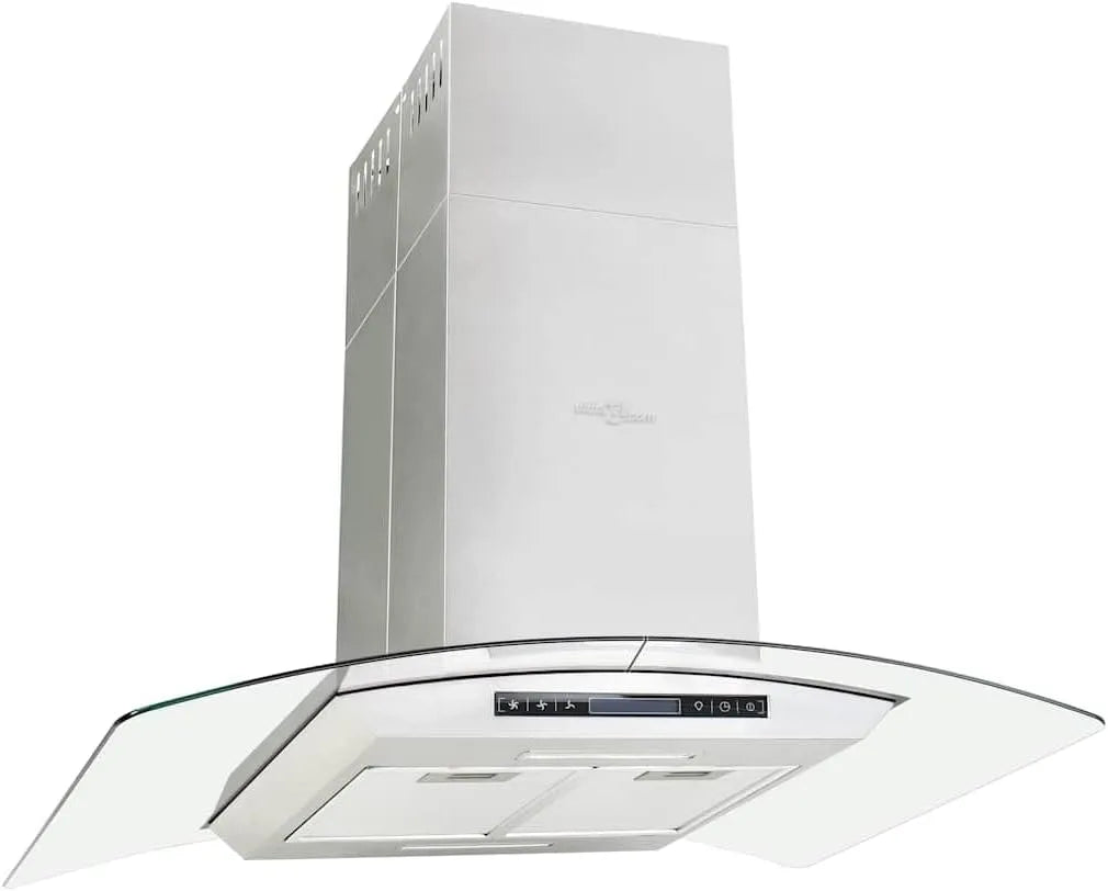 Cappa aspirante, 90cm, 756 m3/h, cappa da cucina, touch, display LCD, vidaXL Cappa a Isola con Display LCD e Sensore Touch 756 m3/h LED 90cm Filtro
