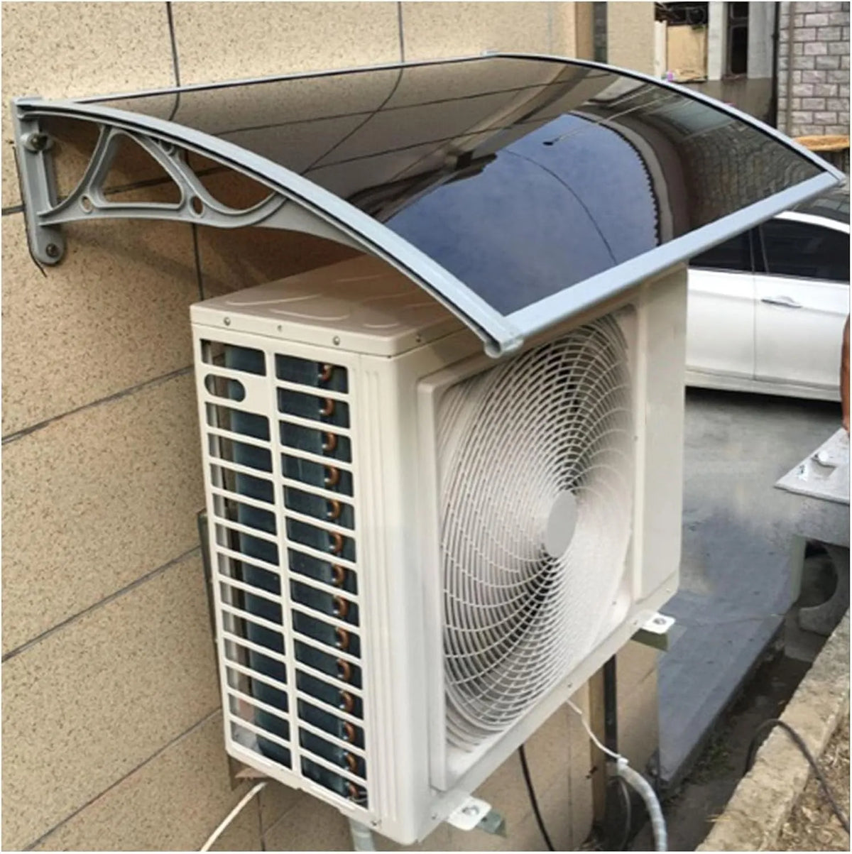 Condizionatore, copertura superiore di protezione per foglie, protezione UV, parasole, pioggia, neve, patio, tettoia, pompa di calore