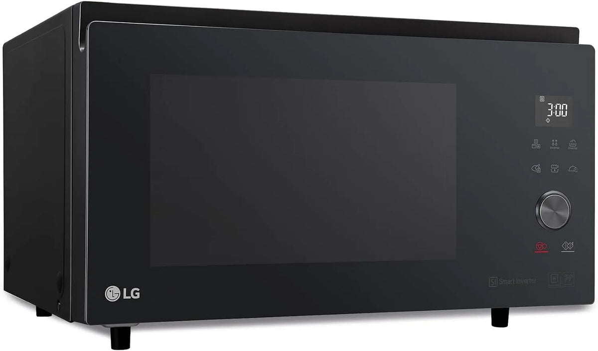 LG MJ3965BPS Forno a microonde, 39 L, 1350 W, grill, Inverter, nero, 5 Livelli di Potenza, 39 Litri, Programmi Automatici, Piatto Microonde Crispy