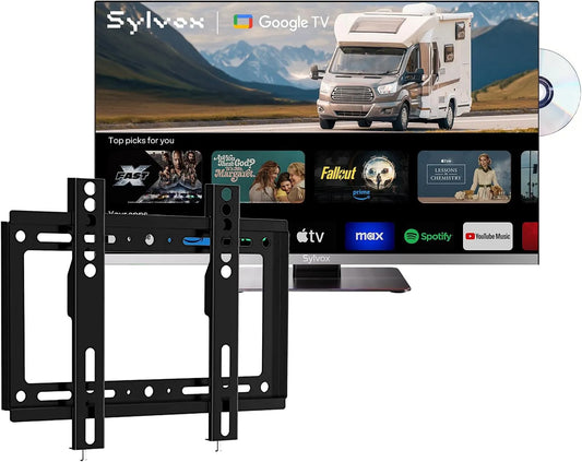 Google Smart TV, 24 pollici, televisore, SYLVOX Smart Google TV 24' per Camper +Supporto TV Regolabile