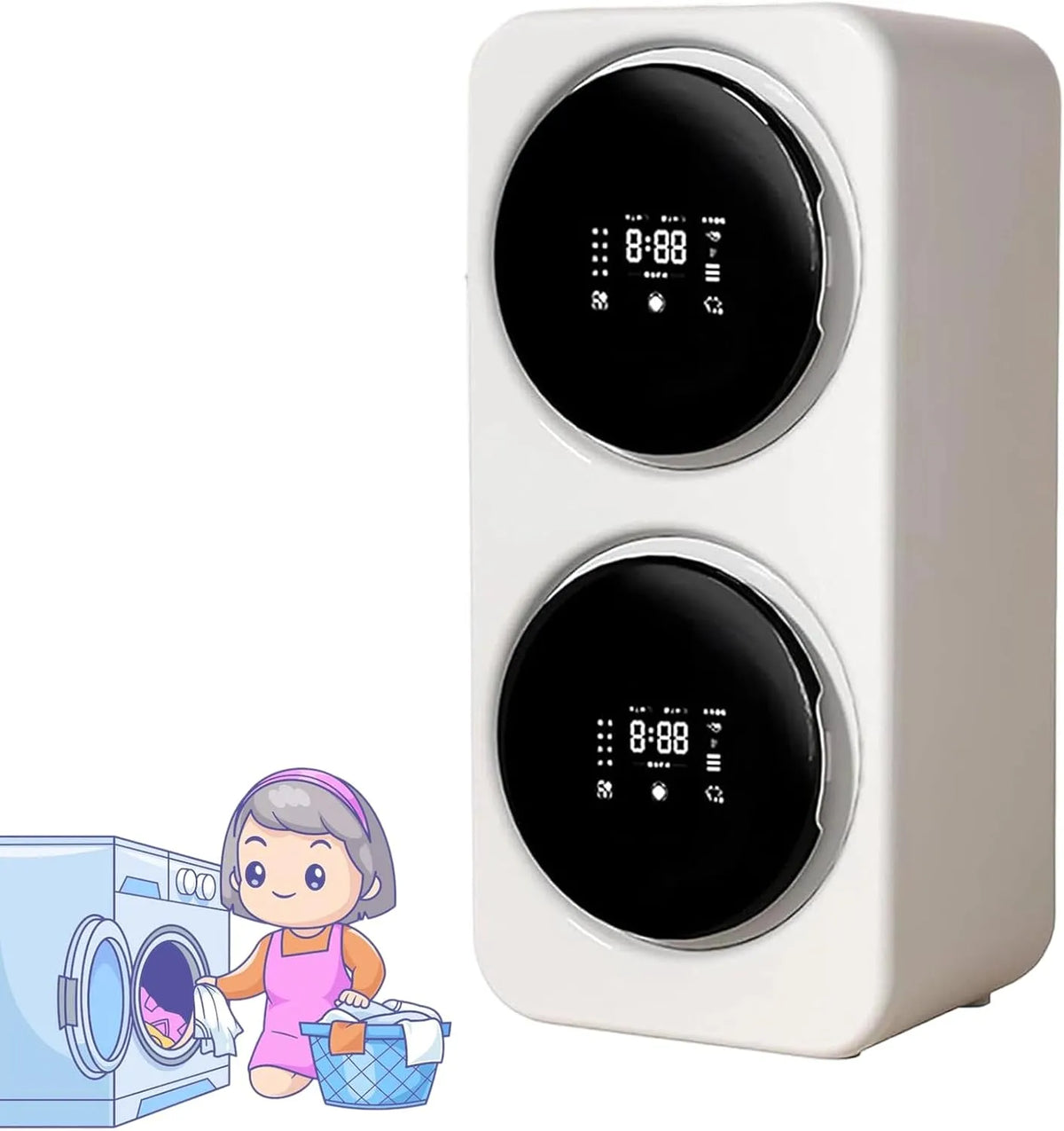 Asciugatrice, 3.5 L, 160 W, portatile, montaggio a parete, timer, acciaio inox, bianco, Fino 65°C, per Casa S5Wall-mountedmodel-White, Carica Frontale