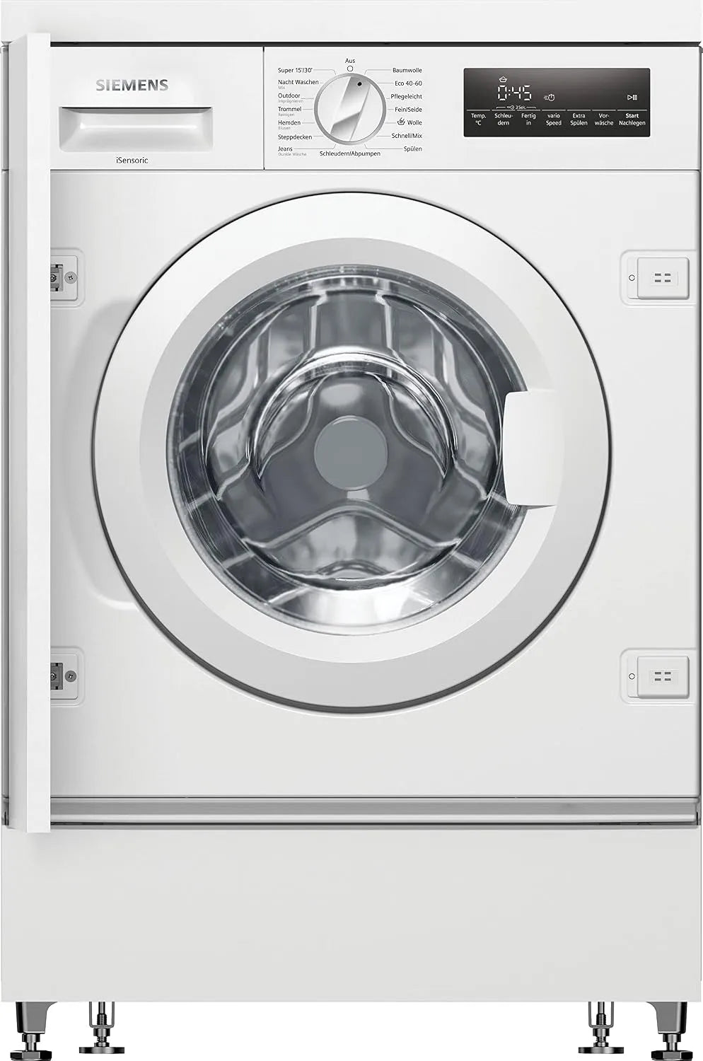 Siemens iQ700 WI14W443 Lavatrice, 60 cm, 8 kg, da incasso, bianco, 1400 giri, min, display a LED, speedPack L, timeLight
