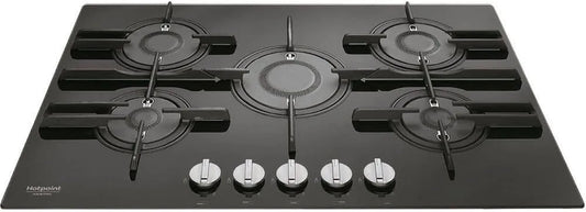 Piano cottura a gas, 75cm, ghisa, fornello a gas, nero, Hotpoint Ariston Piano Cottura A Gas Metano FTGHG 751 D