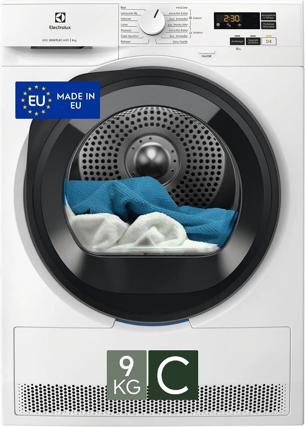 Electrolux Serie 600 EW6HCH19G Asciugatrice, 9 kg, Electrolux EW6HCH19G Asciugatrice Pompa di Calore 9 kg SensiCare Serie 600