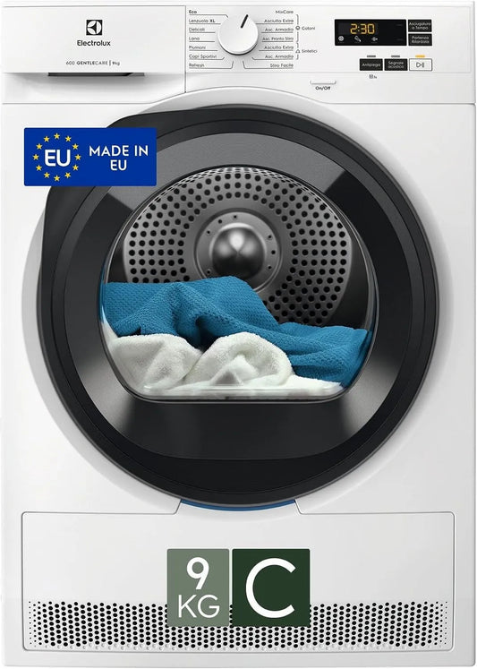 Electrolux Serie 600 EW6HCH19G Asciugatrice, 9 kg, Electrolux EW6HCH19G Asciugatrice Pompa di Calore 9 kg SensiCare Serie 600