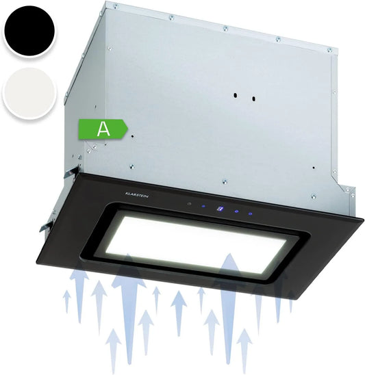 Klarstein Lavastoviglie, 506 m3/h, da incasso, touch, Incasso con Flusso d'Aria 506m3, Cappa Cucina con Filtro, LED, Cucina in Alluminio Lavabile in
