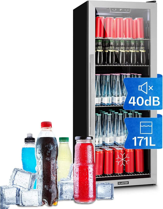 Klarstein Frigorifero, 171 L, vetro, nero, KLARSTEIN Beersafe 171 L Frigorifero per Bevande con Porta in Vetro