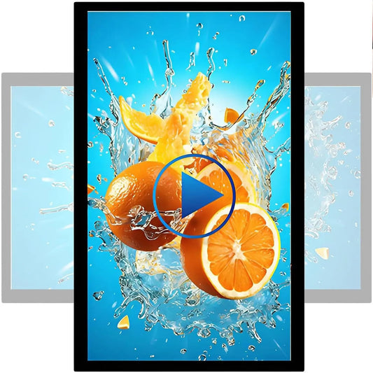 Display digital signage, display pubblicitario, Wi-Fi, HDMI, USB, visualizzazione pubblicitaria digitale, looping e Smart Split Screen per display
