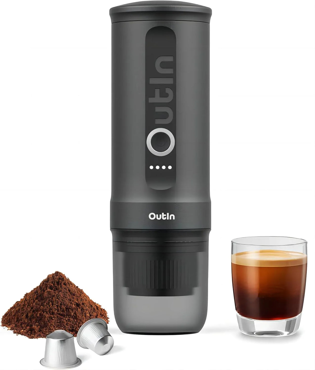 Macchina da caffè, portatile, grigio, Space Gray, OutIn Nano Macchina da caffè espresso elettrica portatile