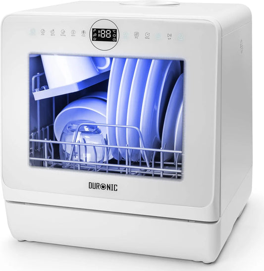 Lavastoviglie DW5, 950 W, 7 programmi, Duronic DW5 WE Mini Lavastoviglie da Tavolo 950W