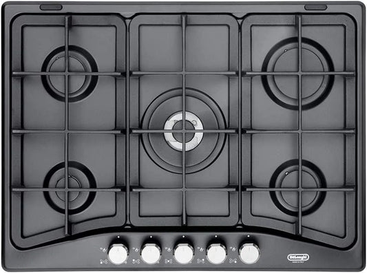 Delonghi PFA57GH Piano cottura a gas, 70 CM, 5 fuochi, ghisa, fornello a gas, DELONGHI PFA57GH PFA 57 GH PIANO COTTURA A GAS 5 FUOCHI 68 70 CM GRIGLIE