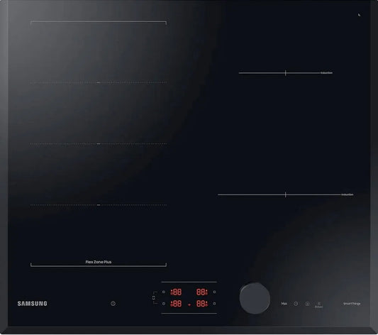 Samsung NZ64B6058KK Piano cottura a induzione, 60 cm, 4 fuochi, piastra a induzione, touch, da incasso, Wi-Fi, nero, Flex Zone, Vetroceramica