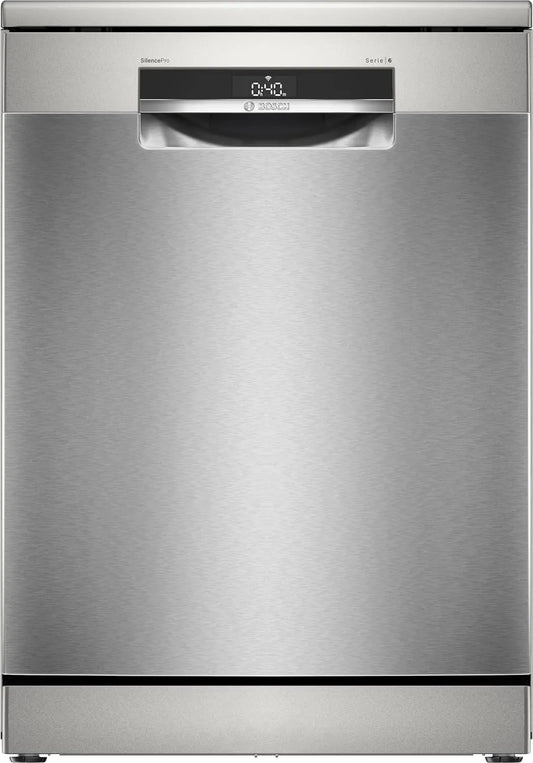 Bosch Serie 6 SMS6ZCI12E Lavastoviglie, 60 cm, Home Connect, libera installazione, acciaio inox, PerfectDry, Diagnostica da remoto, Extra Clean Zone