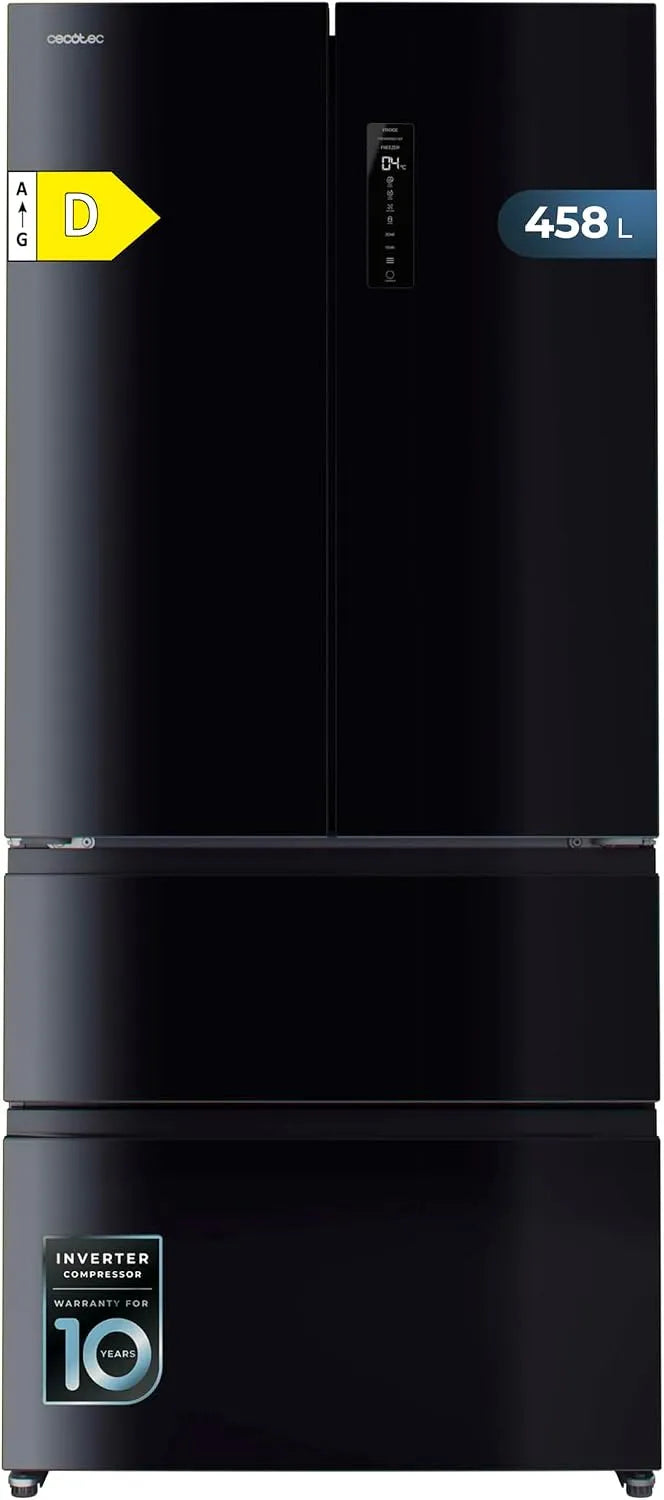 Cecotec Bolero CoolMarket F2D Frigorifero, 458 L, classe energetica D, da incasso, vetro, nero, Metal FlexCooling, 190 cm Altezza, 3 cm Larghezza
