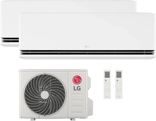 LG R32 Condizionatore, Wi-Fi, Climatizzatore con 2 Unità Interne a, LG Condizionatore a 2 Split DualCool Deluxe WiFi 9000+12000 Btu, Pompa di Calore