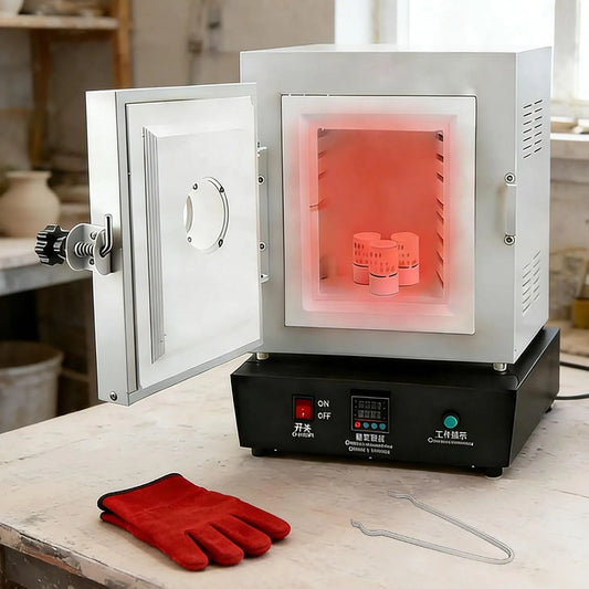 Forno elettrico, 1500 W, Forno per Ceramica a Camera Grande da 1150°C con Finestra di Visualizzazione E Controllo PID, Forno da Tavolo per Fusione